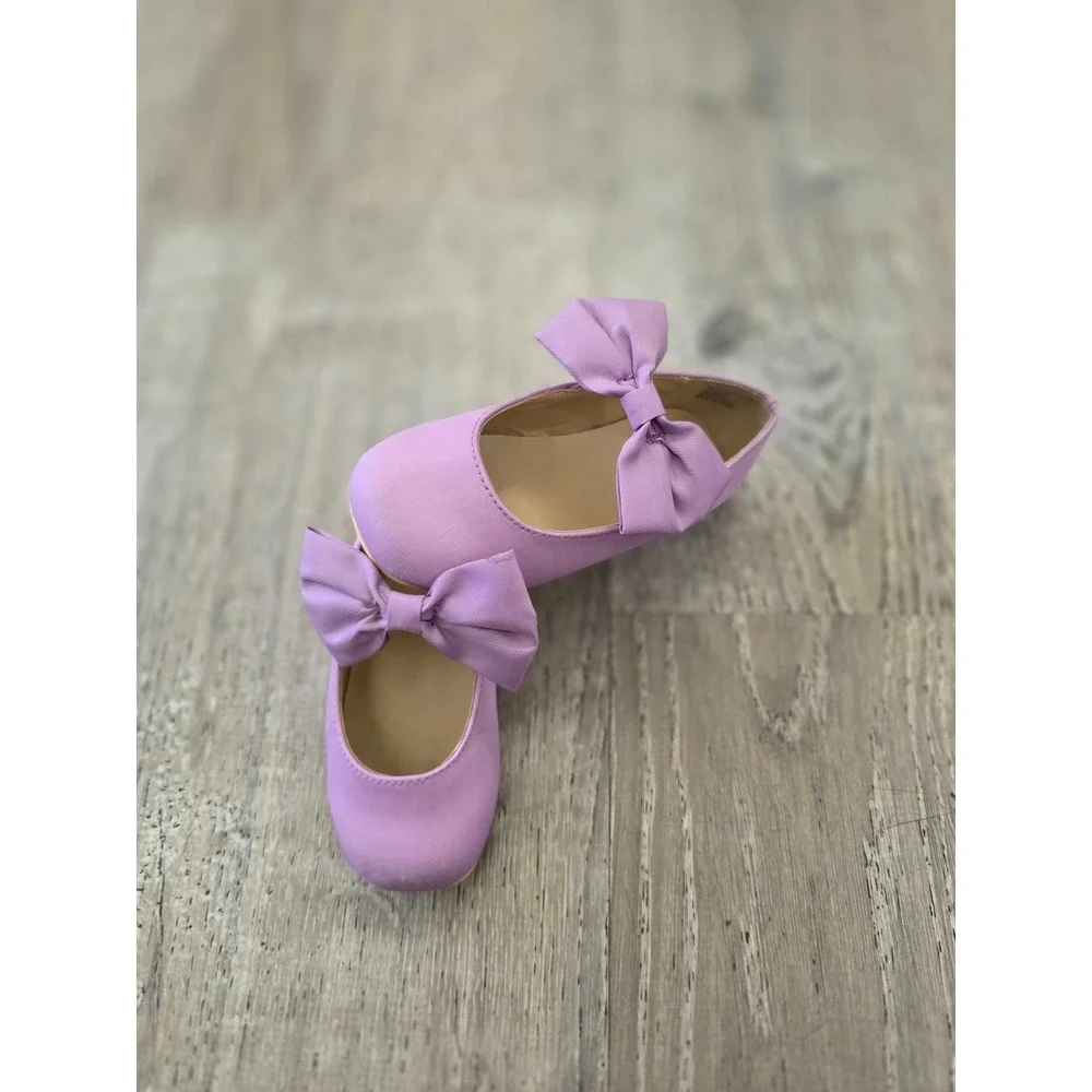 Janie and Jack Girls Lavender Purple Bow Mary Jane Dress Shoes Flats Baby Sz 5us